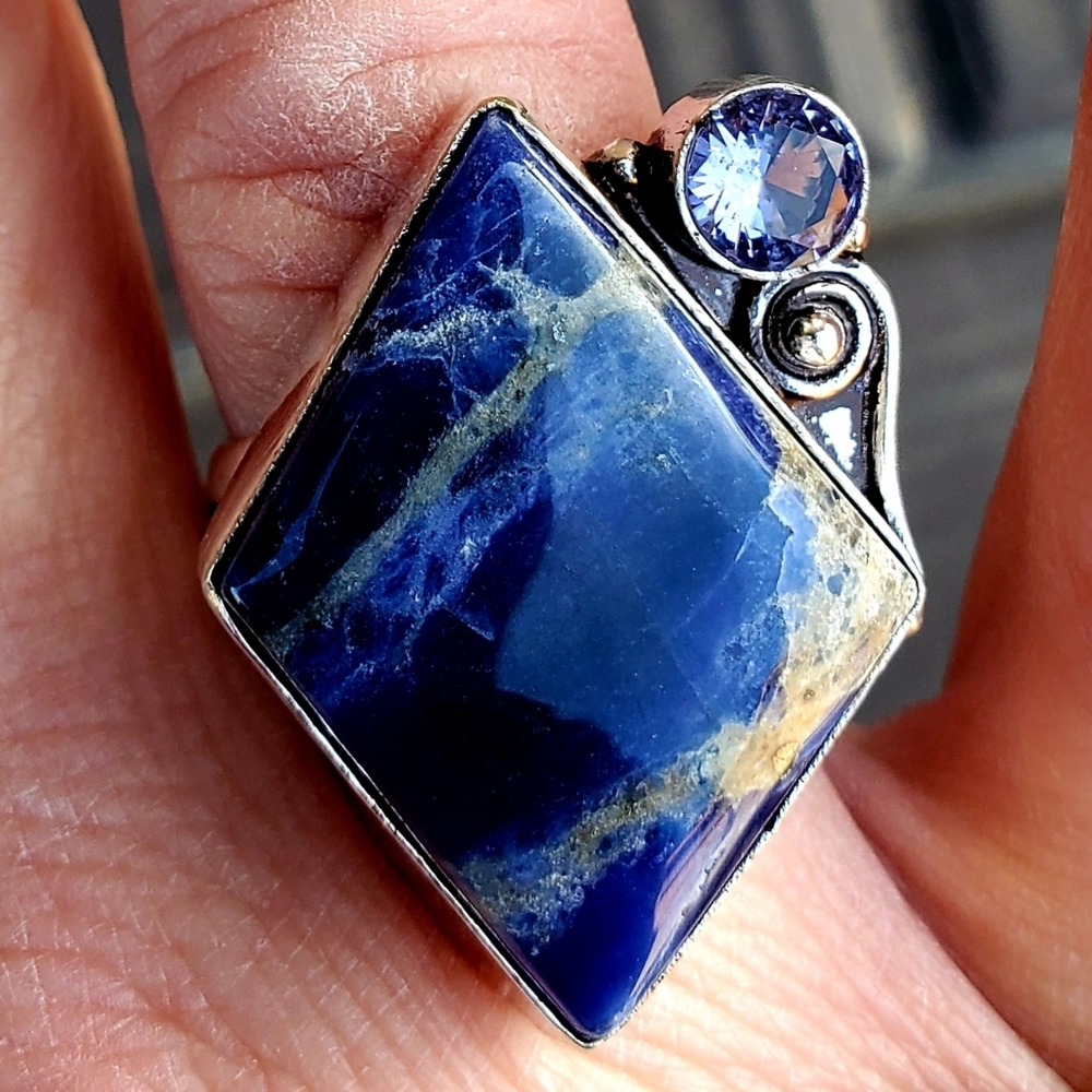 New Sodalite & Iolite 925 Silver Ring.